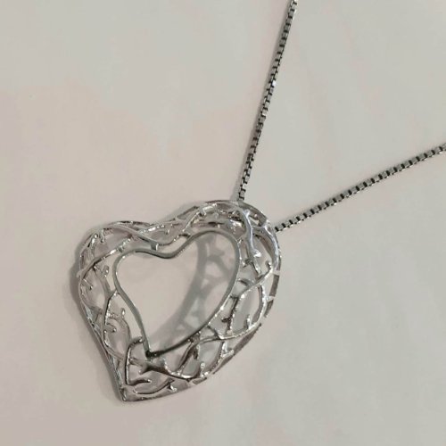 Filigree Heart Pendant on a Box Chain