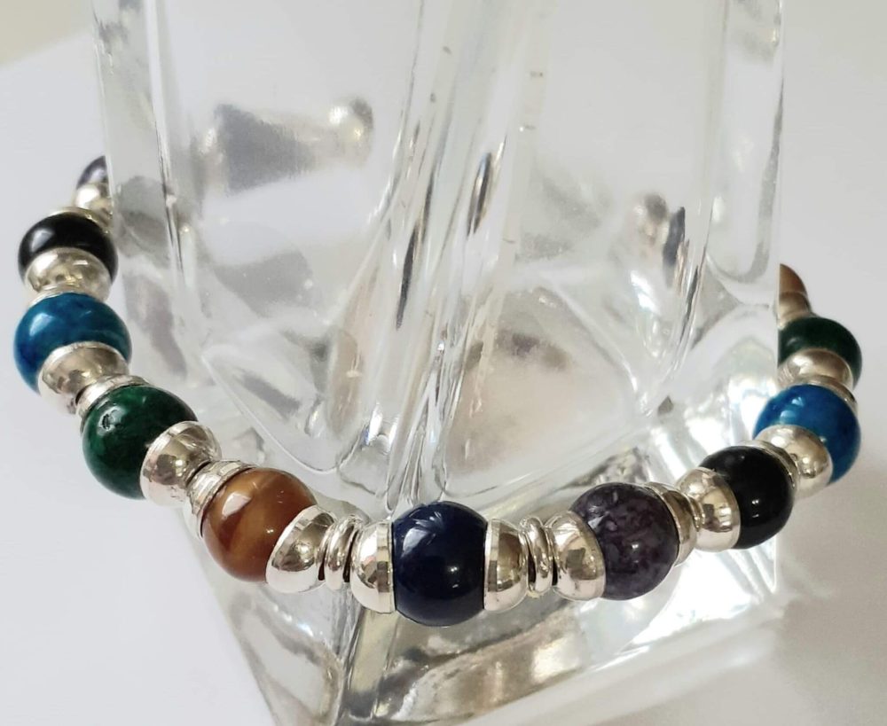 Bangle with healing crystals set in silver
