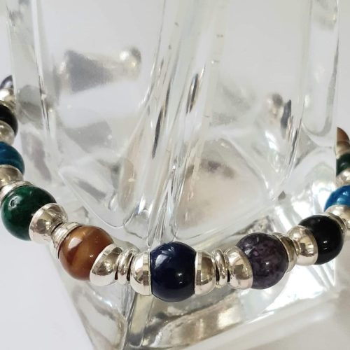 Bangle with healing crystals set in silver