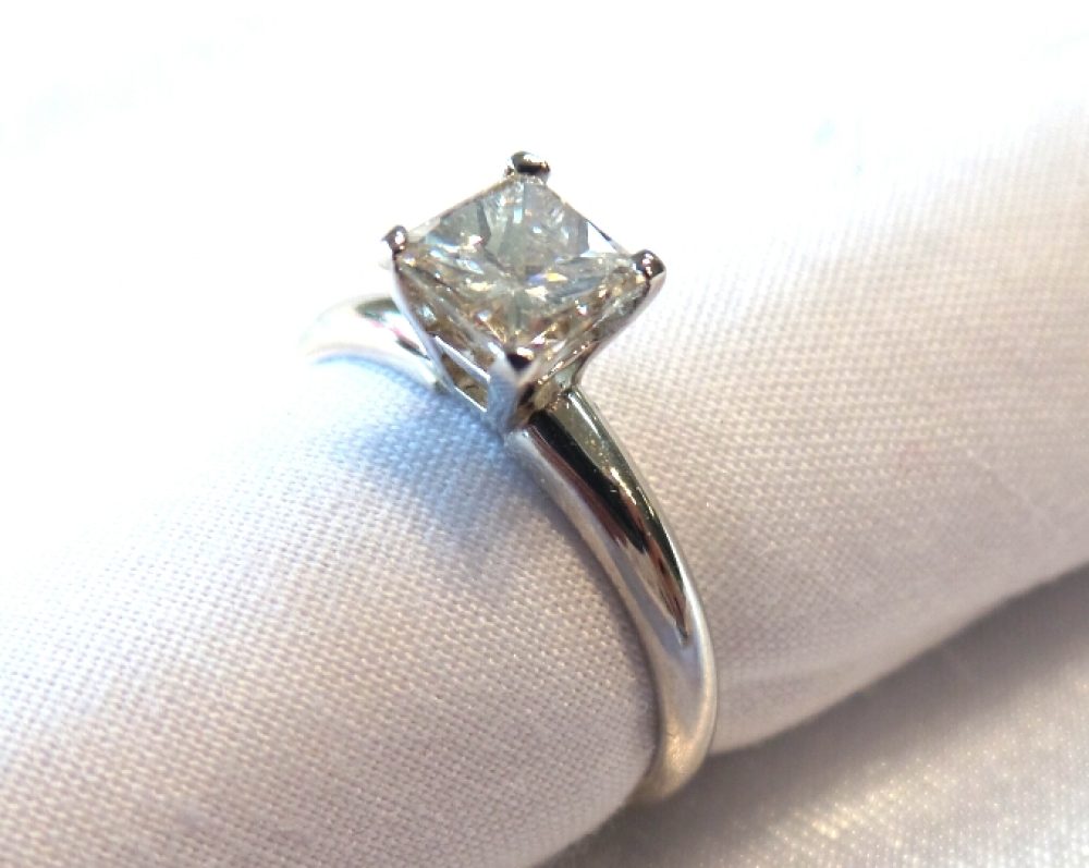14k White Gold Solitaire Diamond Ring