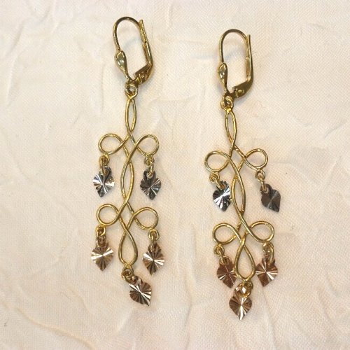 10k tri coloured earrings