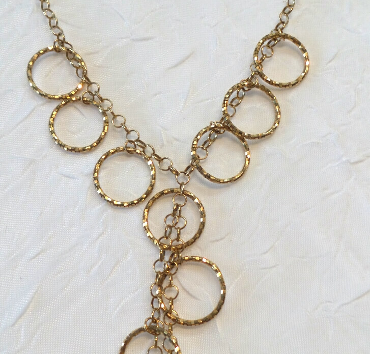 14K Italian Rollo Styled Chain - Diamond & Gold