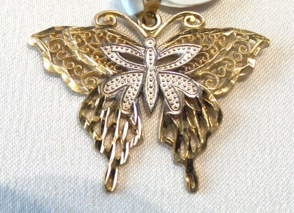 10k Two Toned Butterfly Pendant