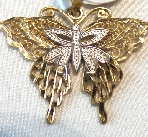 10k Two Toned Butterfly Pendant