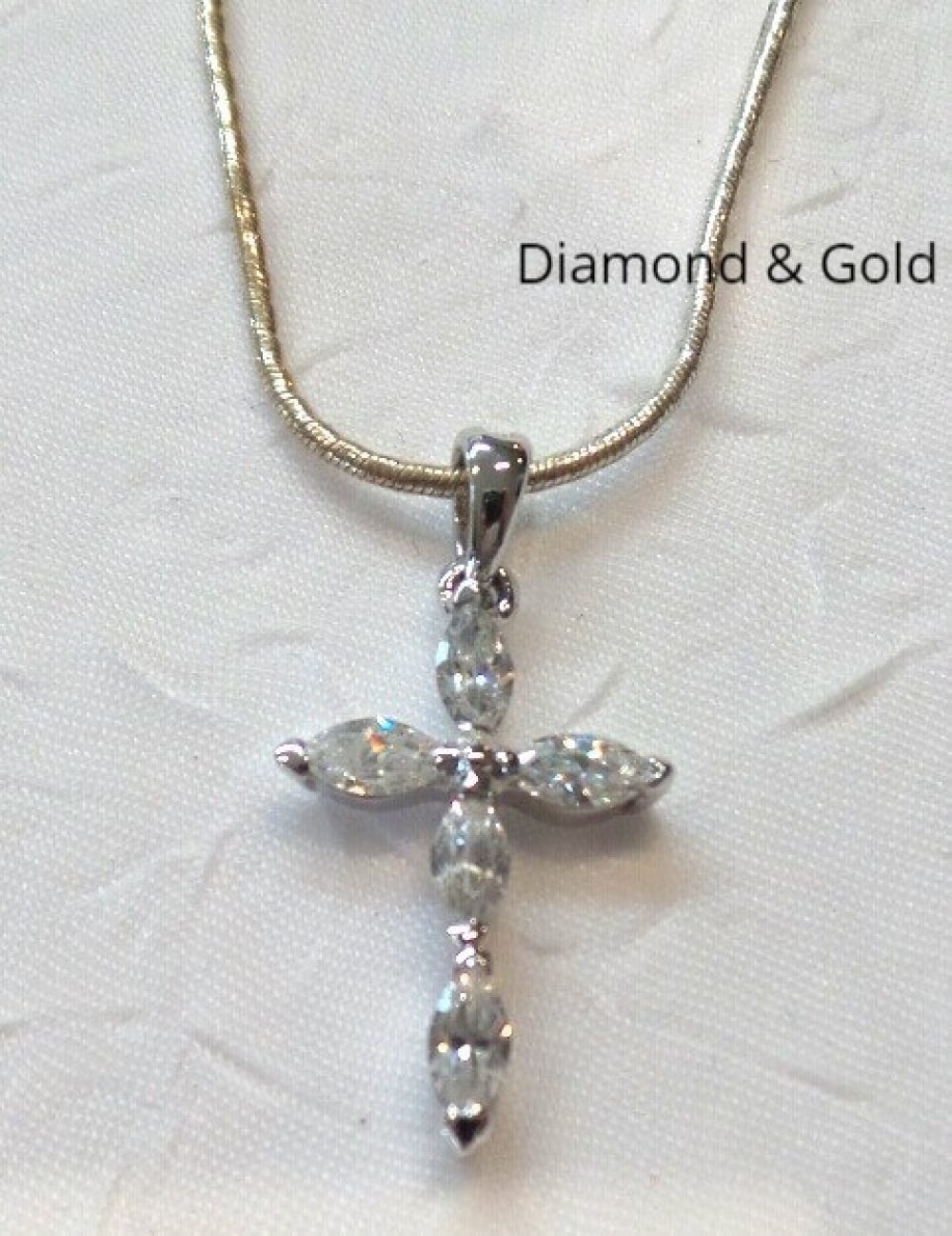 Cubic Zirconia Cross on a Snake Chain