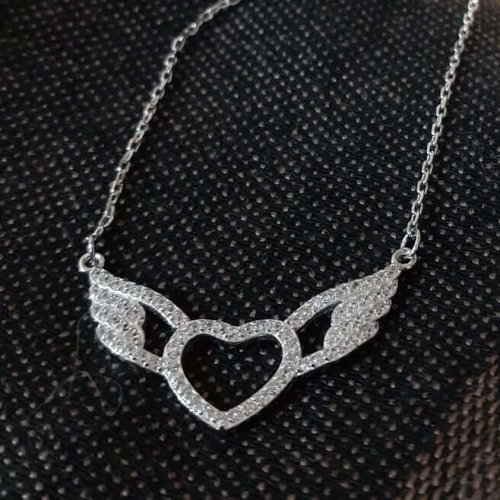 Angel Cubic Zirconia Silver Necklace