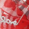 LOVE Silver Necklace with Cubic Zirconia Stones - Image 3