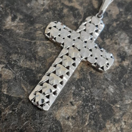 10k White Gold Cross