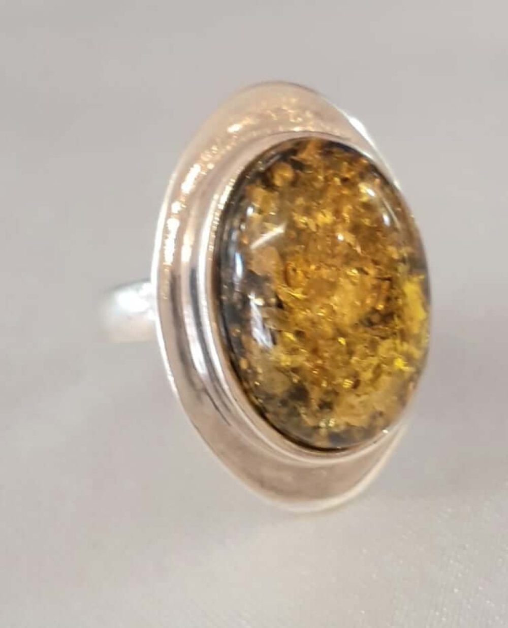 Amber Silver Ring