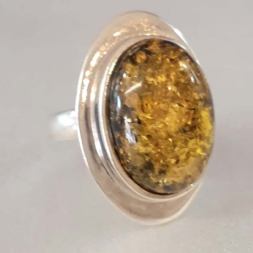 Amber Silver Ring