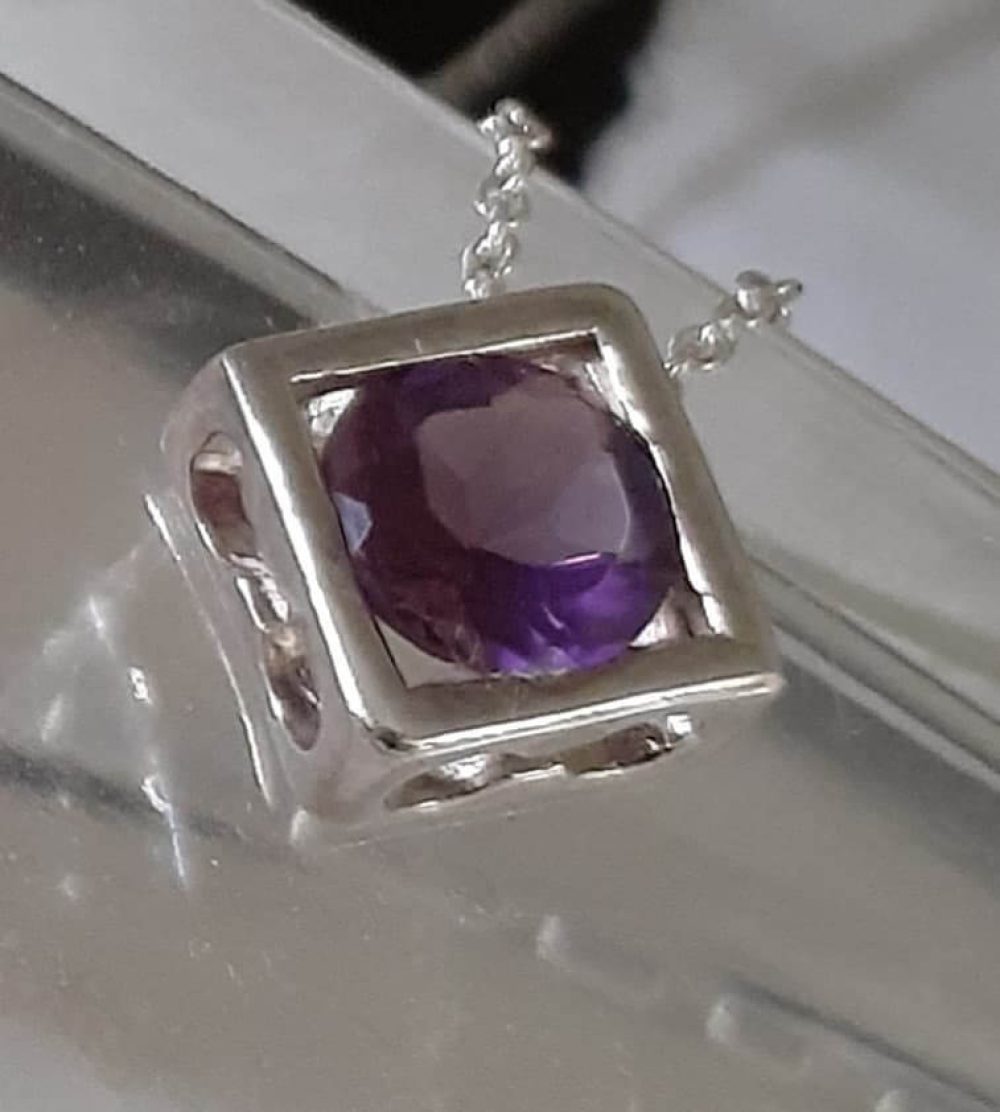 Silver Necklace with Amethyst Pendant