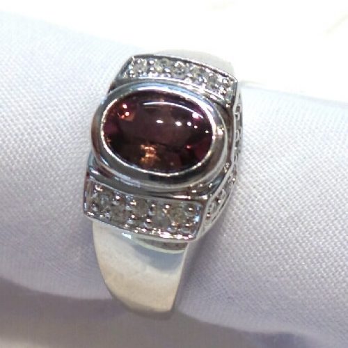 14k White Gold Amethyst & Diamond Ring