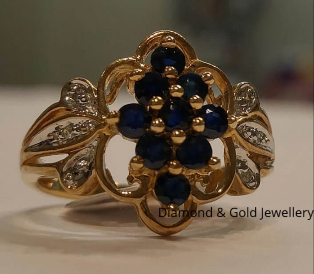 Blue Sapphire Diamond Ring 10k