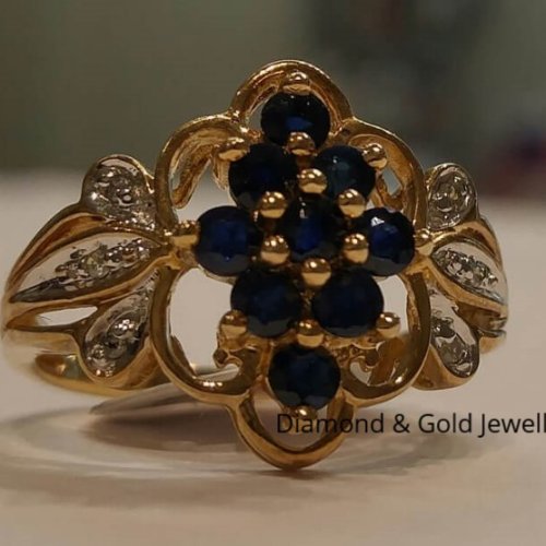 Blue Sapphire Diamond Ring 10k