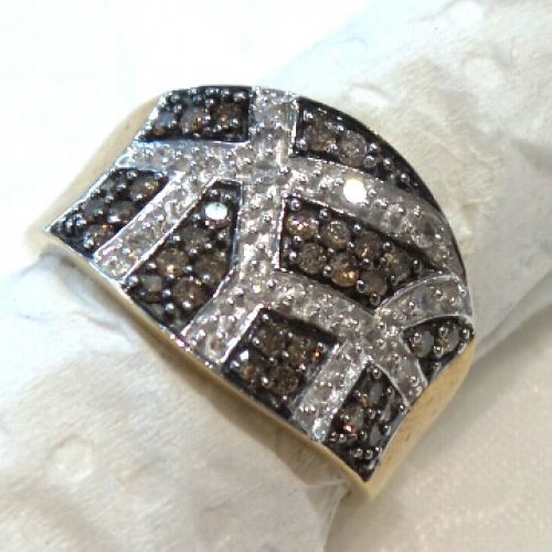 10k Brown and White Diamond Ring