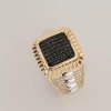 Black & White Cubic Zirconia Stone Men's Ring -10k - Image 2