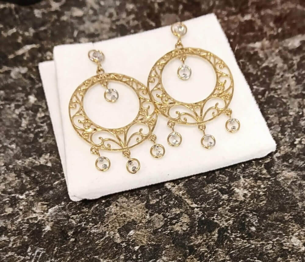 10k Two Toned Gold Chandelier Earrings