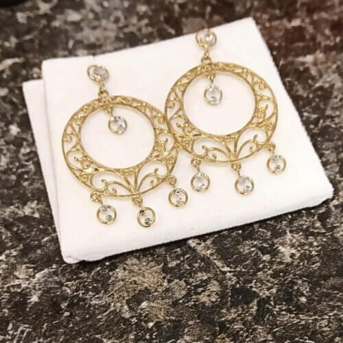 10k Two Toned Gold Chandelier Earrings