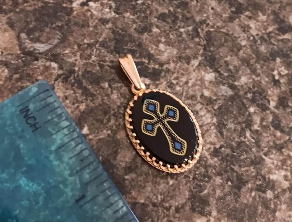 Black Onyx with a Cross Etched on it - Image 2