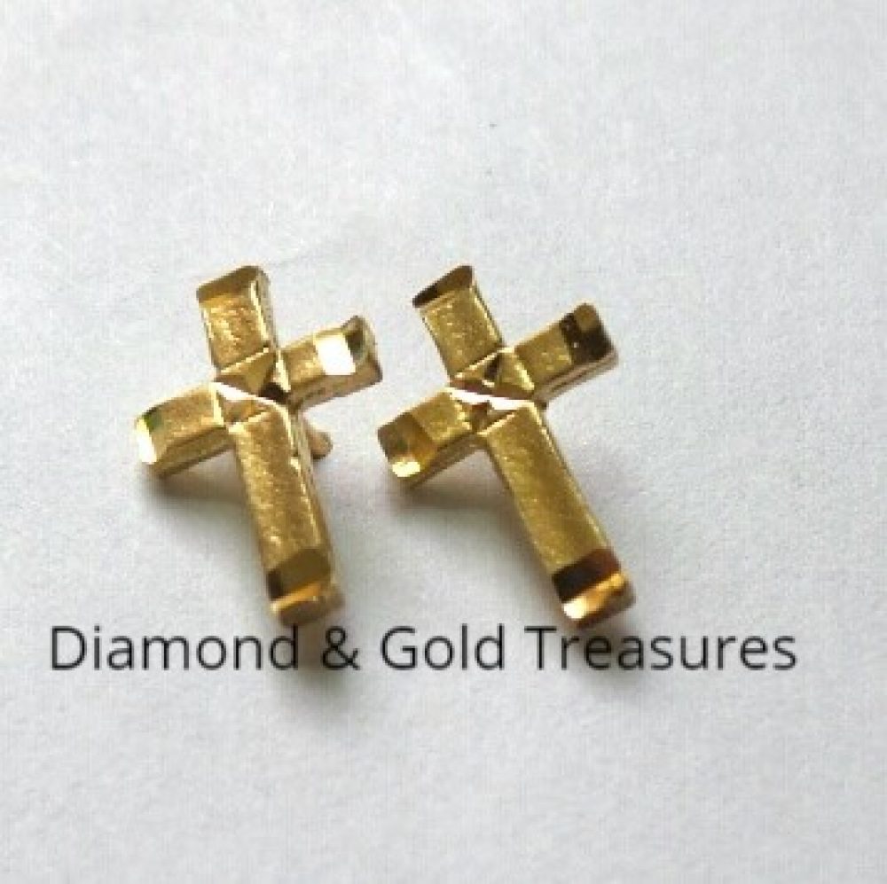 Cross Stud Earrings - 10k Gold