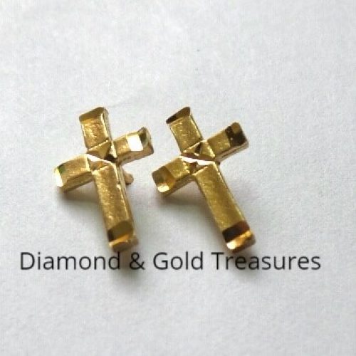 Cross Stud Earrings - 10k Gold