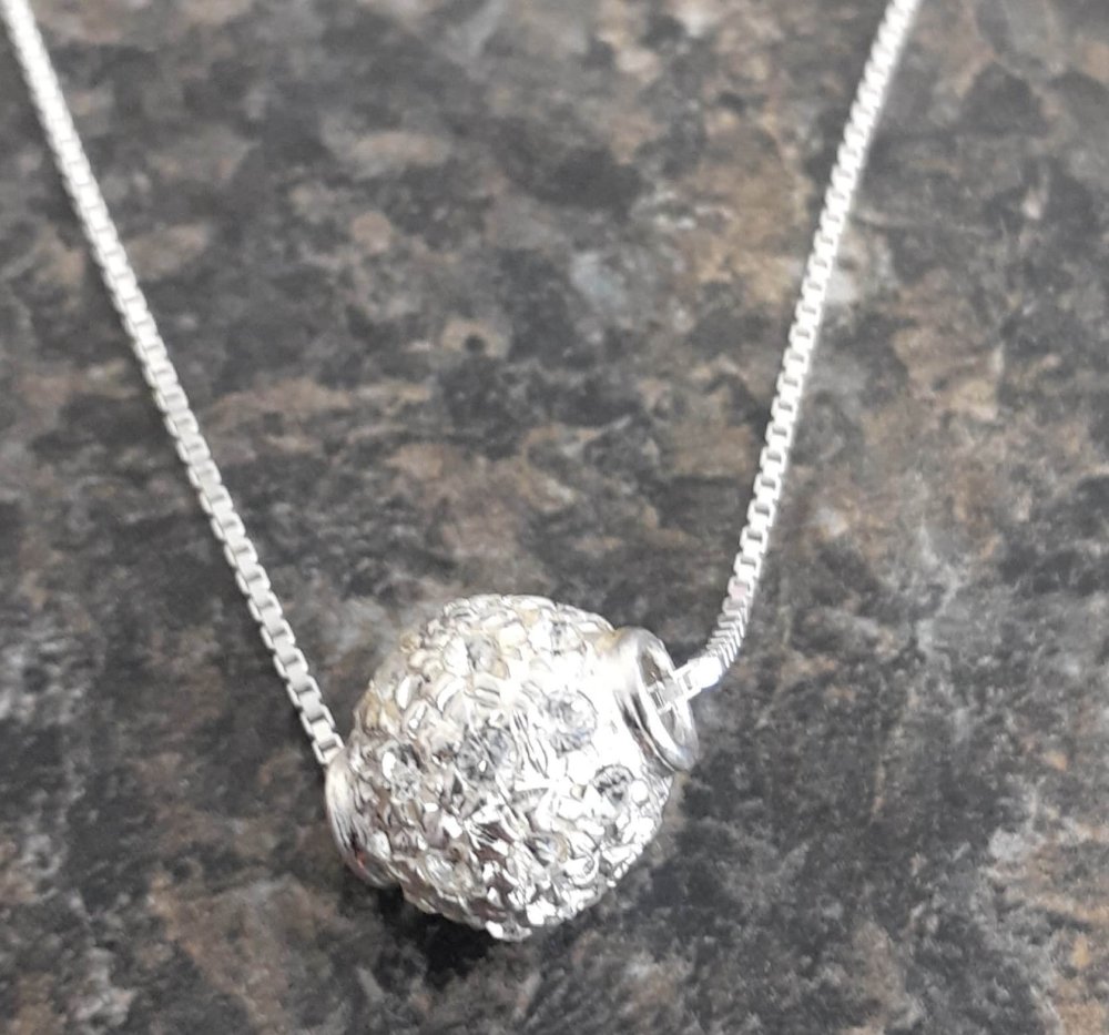 16 inch Silver Necklace with a Cubic Zirconia Slider