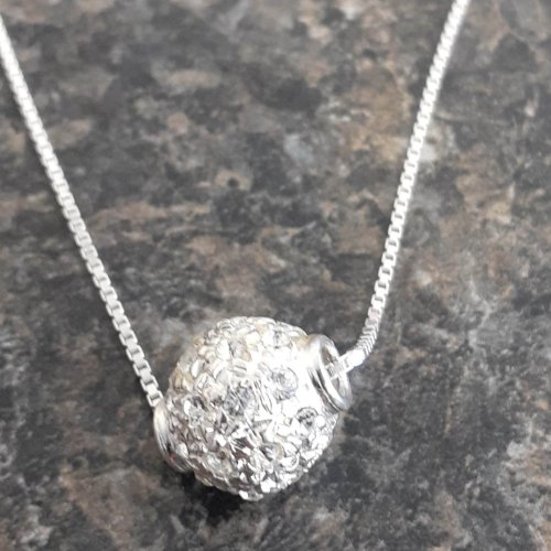 16 inch Silver Necklace with a Cubic Zirconia Slider