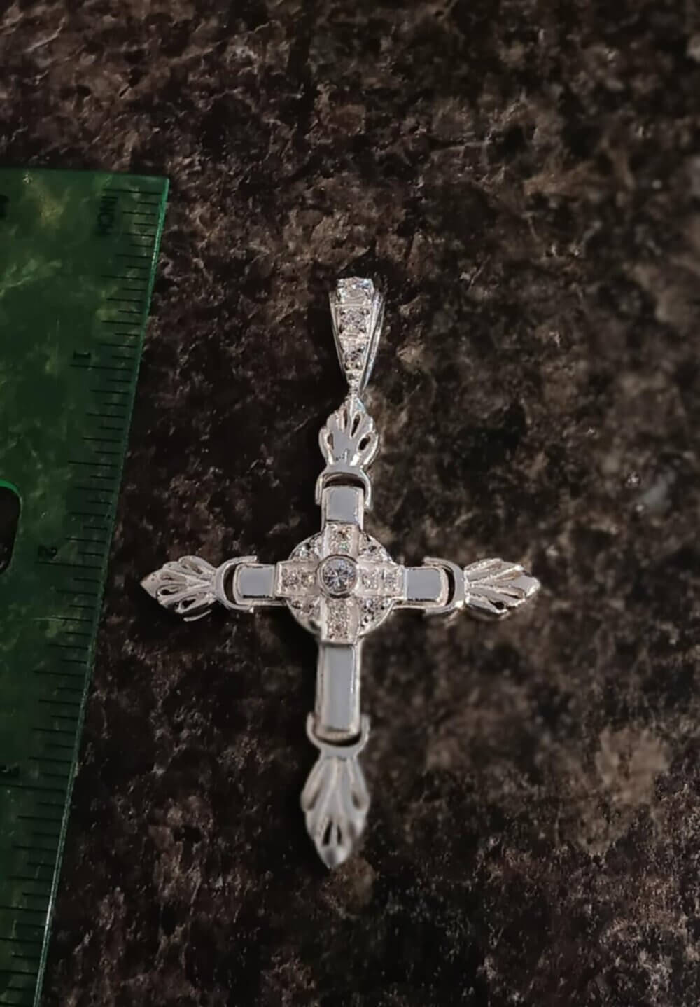 Silver Cubic Zirconia Cross - Image 2