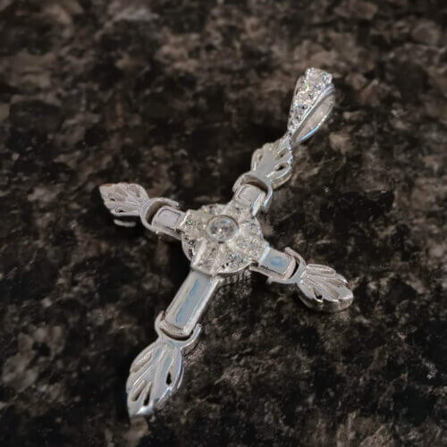 Silver Cubic Zirconia Cross