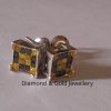 Black Diamond & Canary Diamond Stud Earrings 14k - Image 3