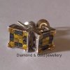 Black Diamond & Canary Diamond Stud Earrings 14k - Image 2