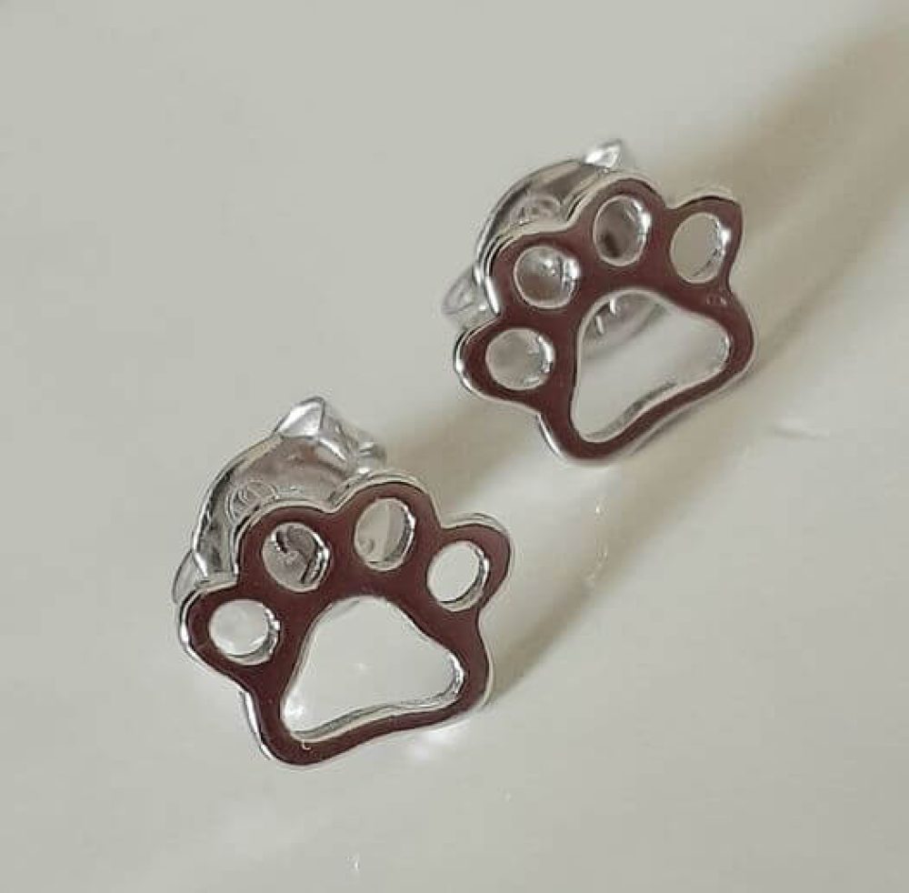 Dog Paw Silver Studs