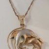 Dolphin Tri Coloured Necklace in 14k