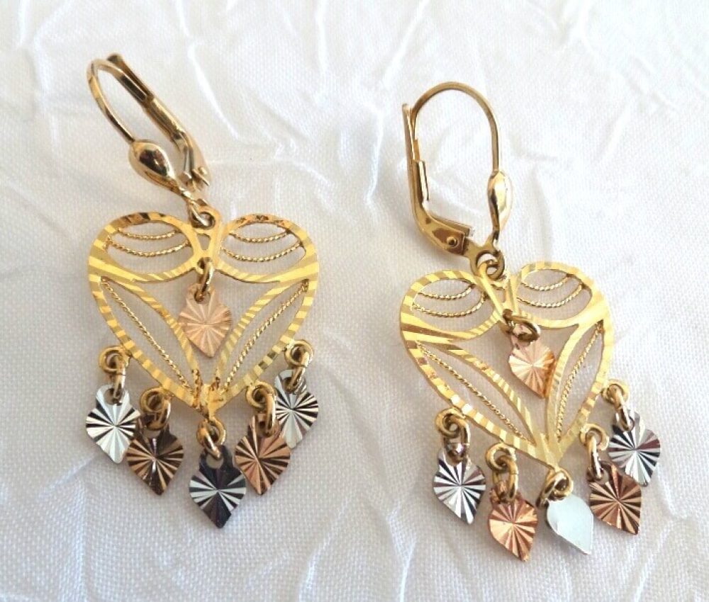 Chandeliers Earrings - 14k Heart designed