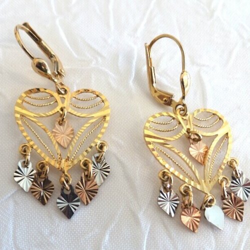 Chandeliers Earrings - 14k Heart designed