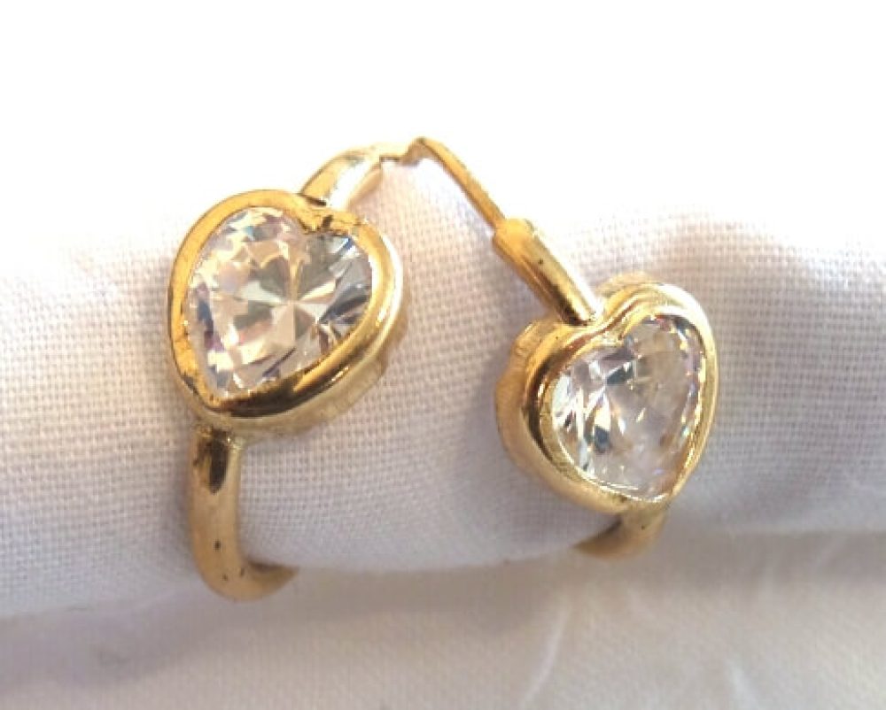 10k Heart Shaped Cubic Zircon Hoop Earrings
