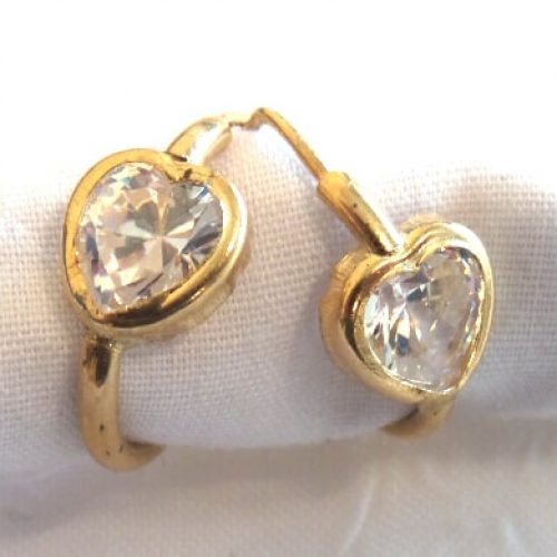 10k Heart Shaped Cubic Zircon Hoop Earrings