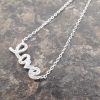 LOVE Silver Necklace with Cubic Zirconia Stones