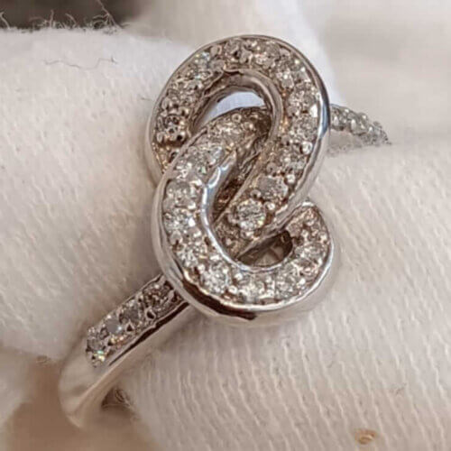 14k Customized White Gold Love Knot Ring
