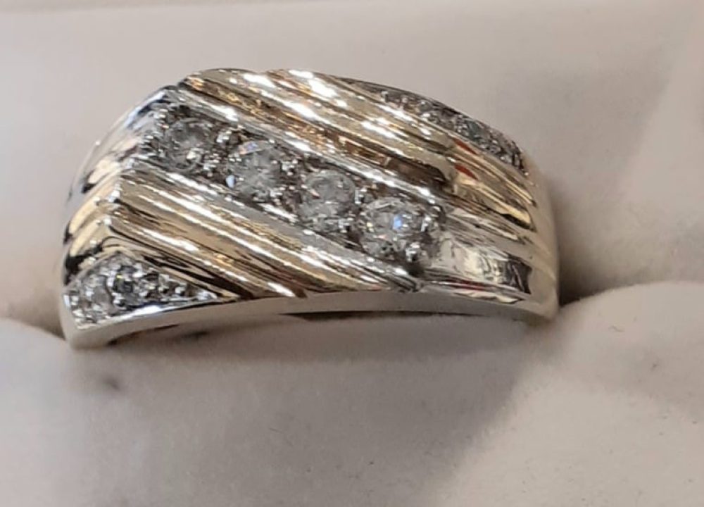 Two Toned Men's Cubic Zirconia Stone Ring
