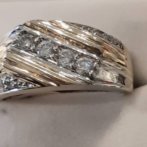 Two Toned Men's Cubic Zirconia Stone Ring