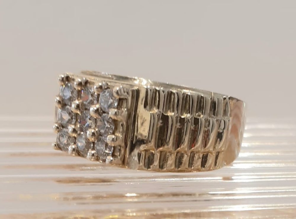 Cubic Zirconia Men's Ring - 10k Cluster
