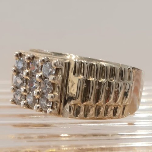 Cubic Zirconia Men's Ring - 10k Cluster