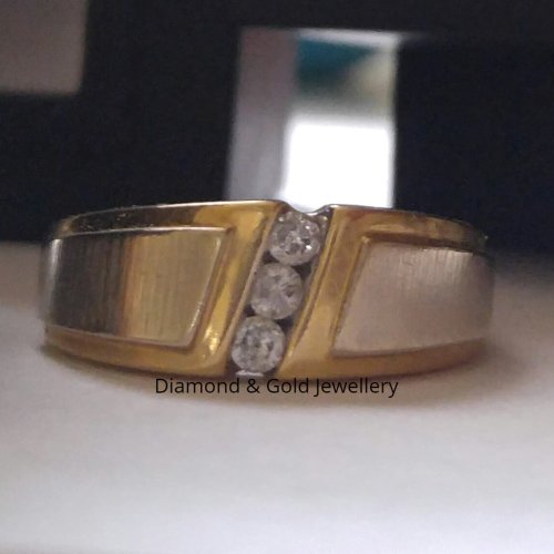 10k Men's 3 Stone Two Toned Diamond Ring