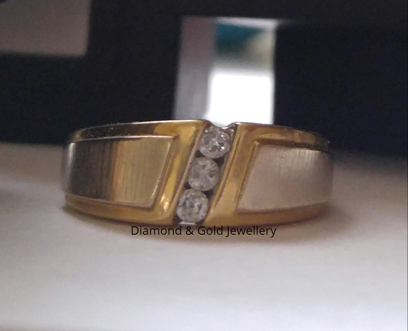 Mens 3 stone hotsell diamond wedding bands