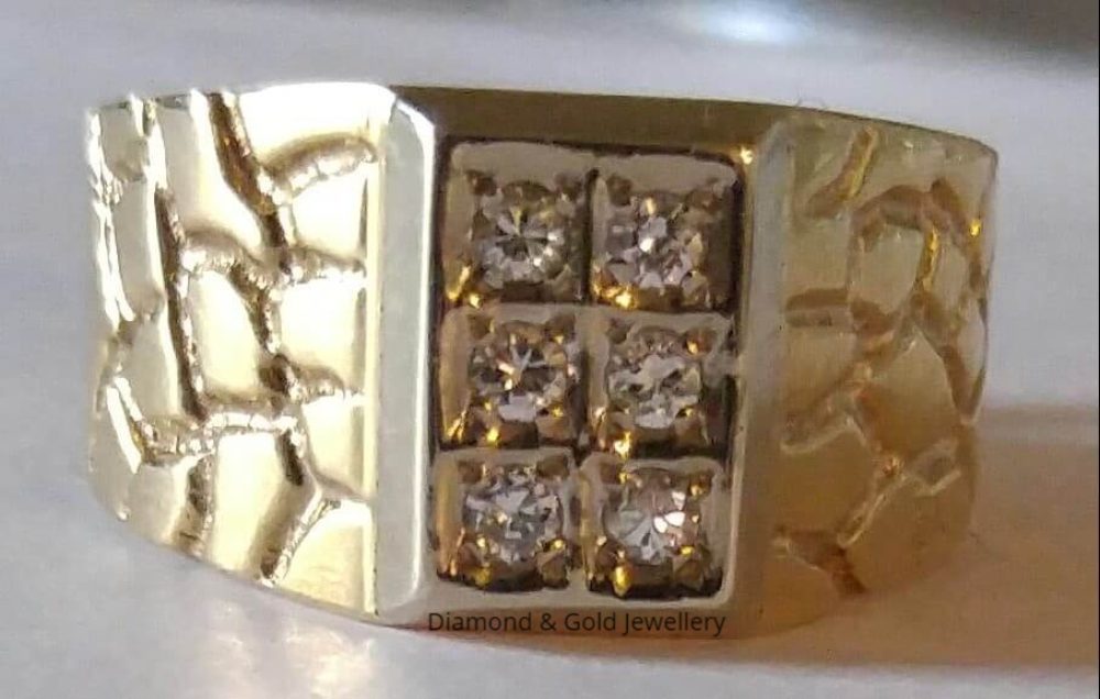 10k Men's Nugget Diamond Ring