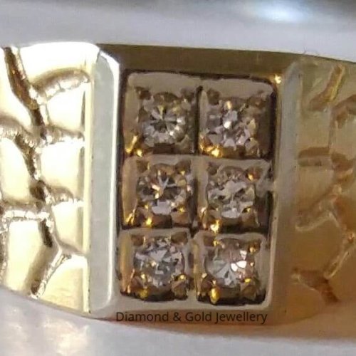 10k Men's Nugget Diamond Ring