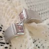 Silver Twist Like Ring with Pink Stone