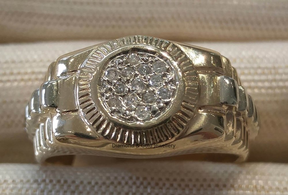 Rolex Styled 10k Men's Diamond Ring - Image 2
