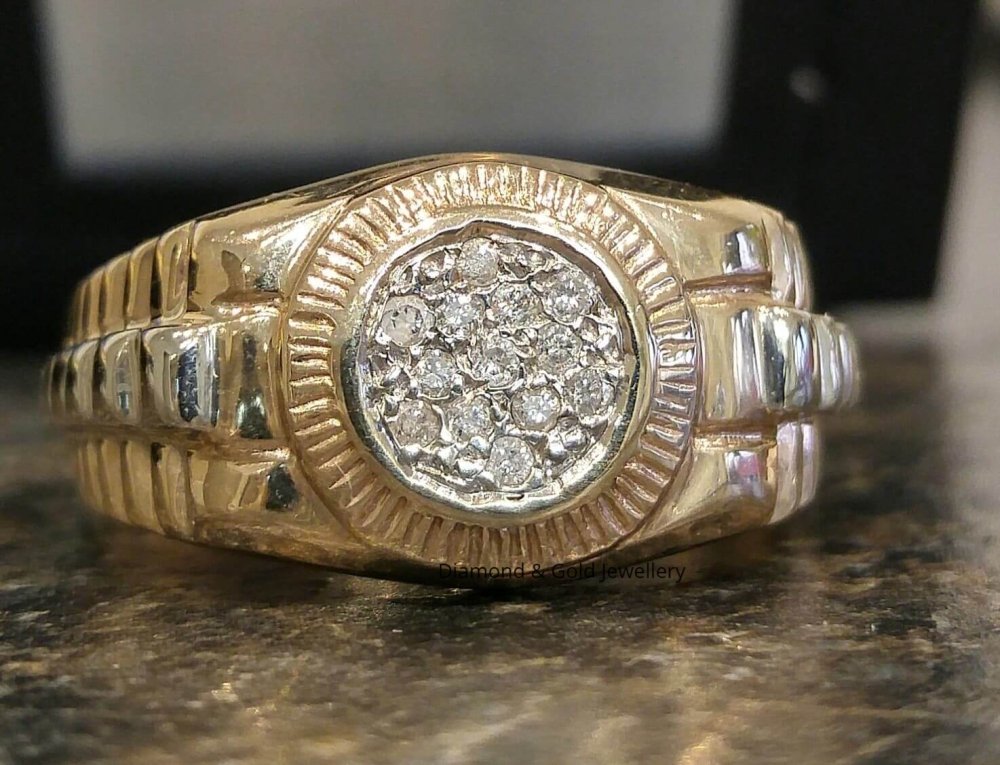 Rolex Styled 10k Men's Diamond Ring
